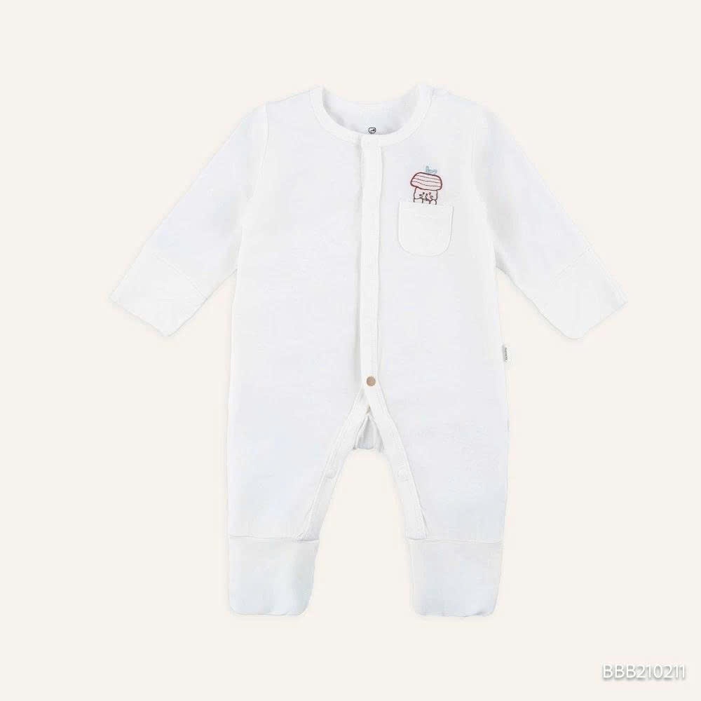(NB-3M) Body dài tay cài giữa Bao tay chân lật Bambus - BBB210208 BBB210211 | Quần áo BU Baby chính hãng