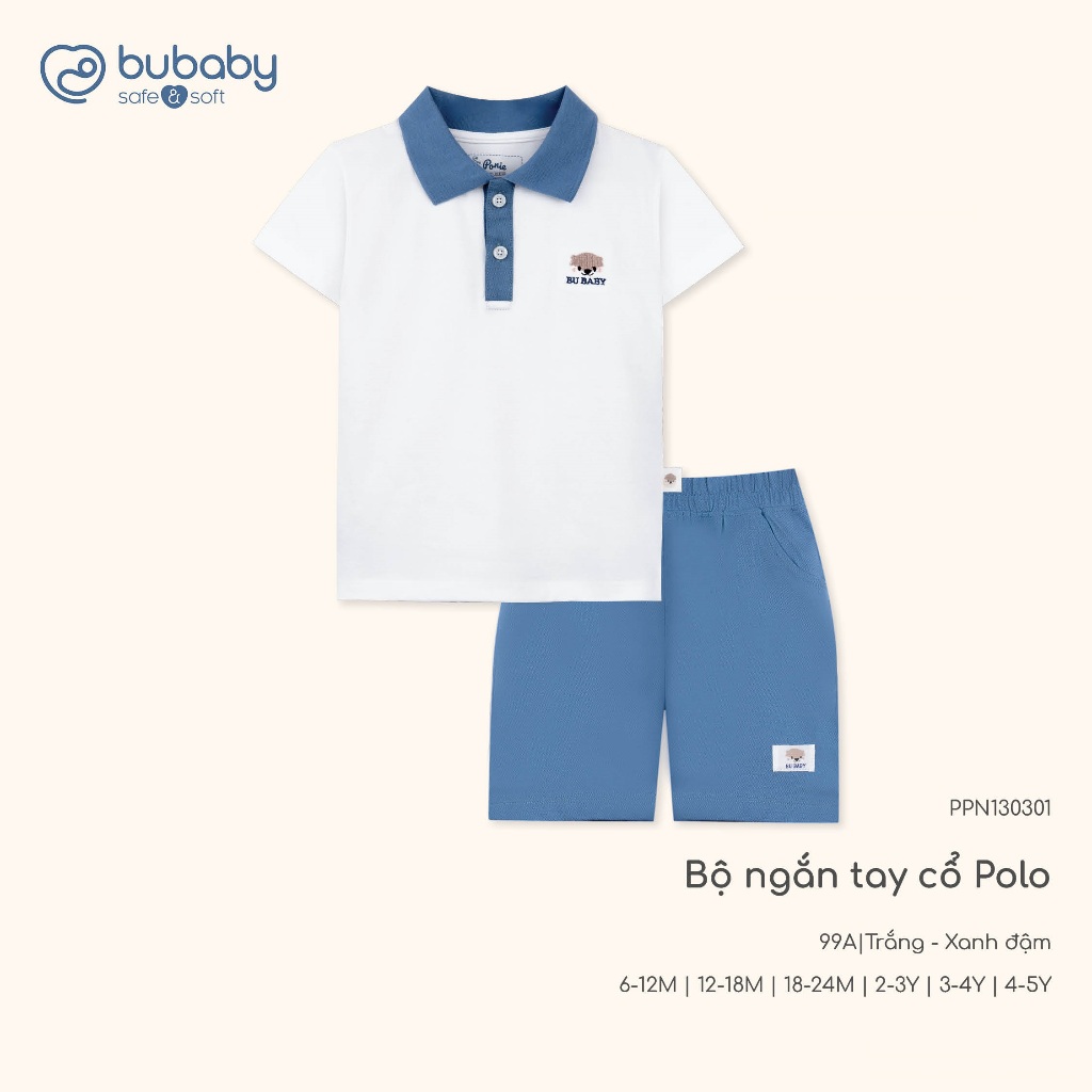 (6M-5Y) Bộ quần áo ngắn tay cổ Polo Ponie - BPN130312 BPN130313 BPN1303KK | Quần áo BU Baby chính hãng