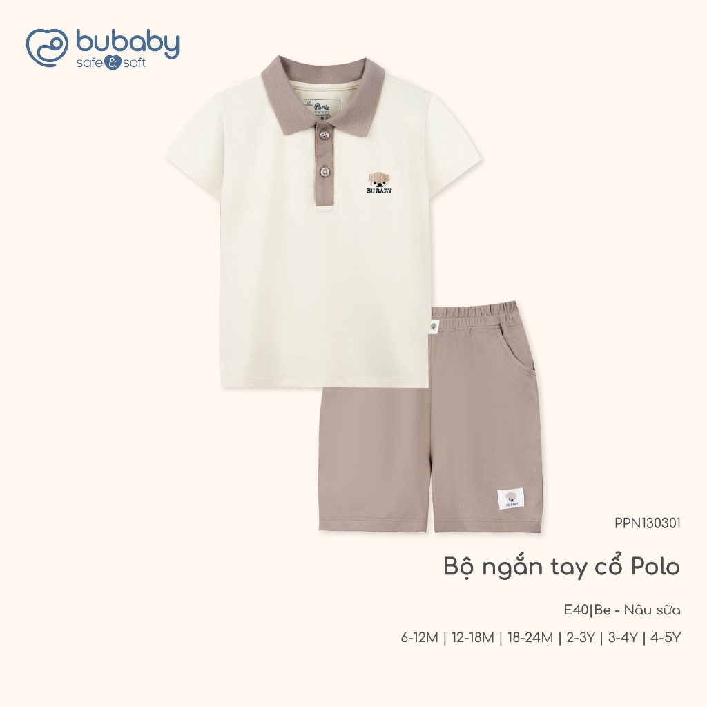 (6M-5Y) Bộ quần áo ngắn tay cổ Polo Ponie - BPN130312 BPN130313 BPN1303KK | Quần áo BU Baby chính hãng