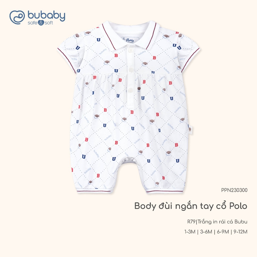 (1M-12M) Body đùi ngắn tay cổ Polo cho bé Bubaby Ponie - BPN230302 | Quần áo BU Baby chính hãng