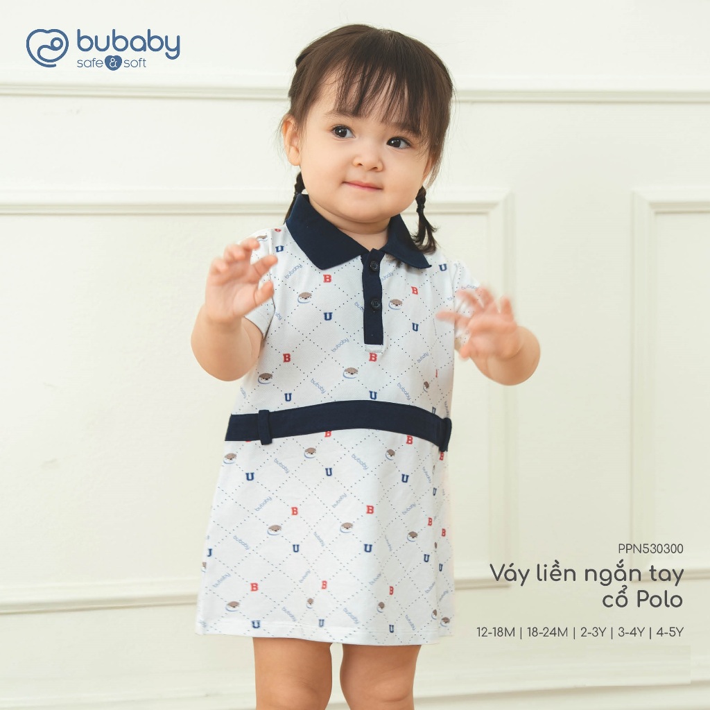 BU Baby (12M-5Y) Váy liền ngắn tay cổ Polo cao cấp bé gái Bubaby Ponie | Quần áo Chính hãng