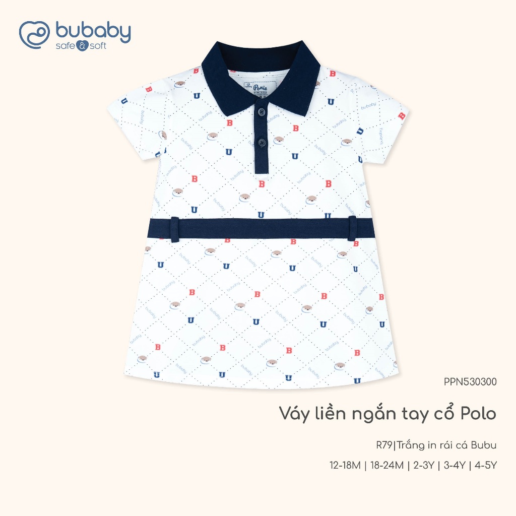 BU Baby (12M-5Y) Váy liền ngắn tay cổ Polo cao cấp bé gái Bubaby Ponie | Quần áo Chính hãng