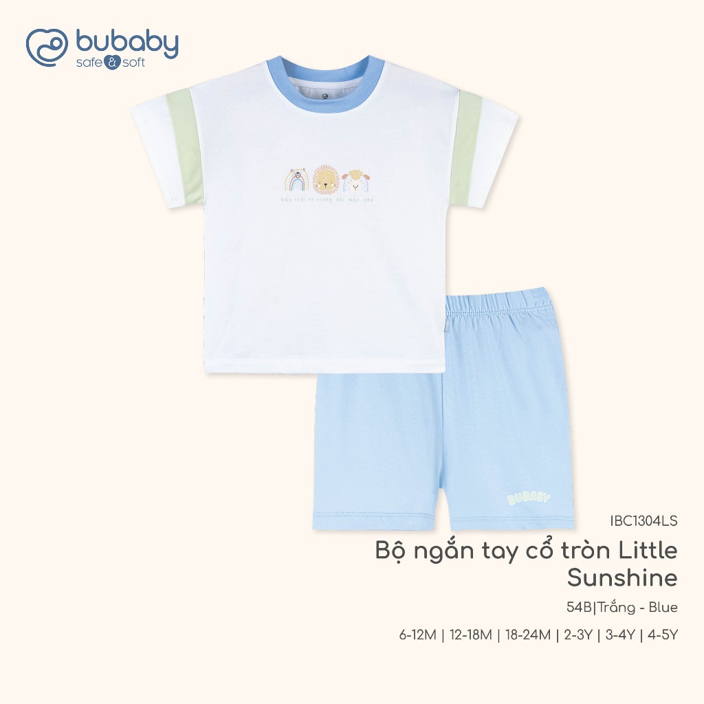 (6M-5Y) Bộ ngắn tay cổ tròn Bubaby Bamco - BBC130409 BBC130407 | Quần áo BU Baby chính hãng