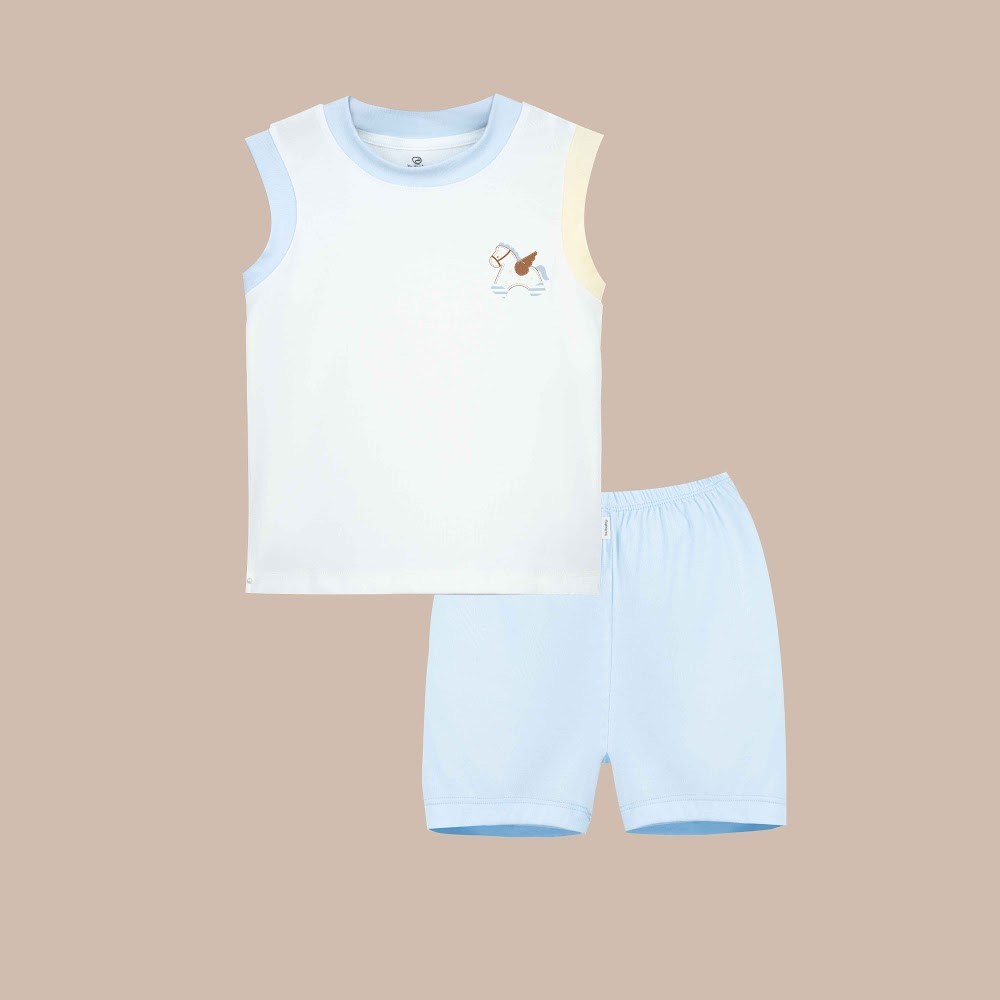 (6M-5Y) Bộ sát nách cổ tròn Bubaby cho bé trai bé gái Siro BSR140402 BSR140403 | Quần áo BU Baby chính hãng