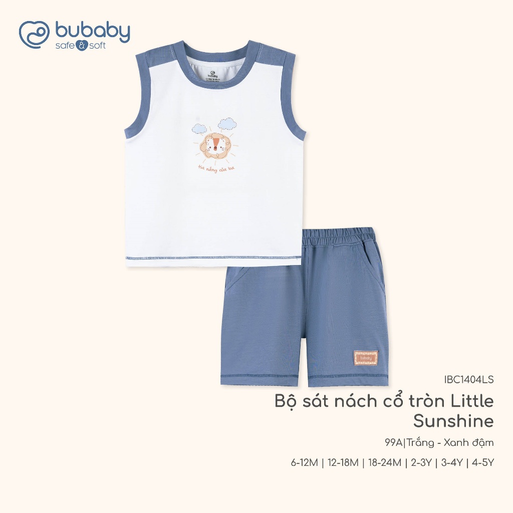 (6M-5Y) Bộ sát nách cổ tròn Bubaby cho bé trai bé gái Siro BSR140402 BSR140403 | Quần áo BU Baby chính hãng