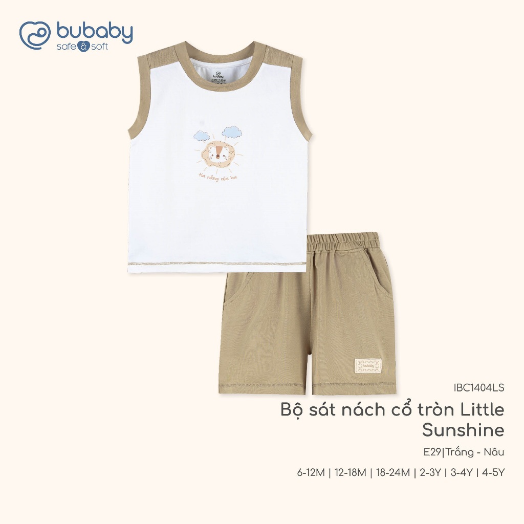 (6M-5Y) Bộ sát nách cổ tròn Bubaby cho bé trai bé gái Siro BSR140402 BSR140403 | Quần áo BU Baby chính hãng