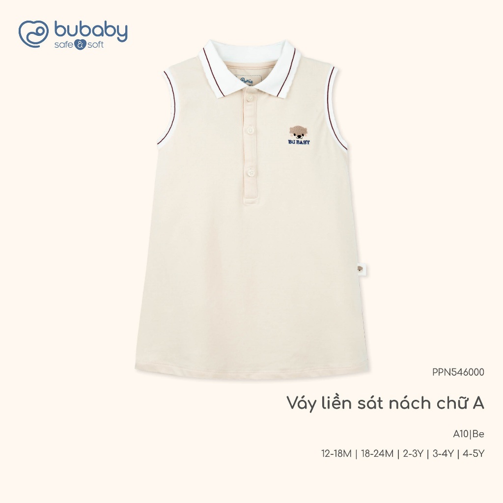 (1Y-5Y) Váy ngắn tay bèo gấu, váy liền sát nách cổ Polo BU Baby Ponie BPN53BG00 BPN540300 | Váy Bubaby chính hãng