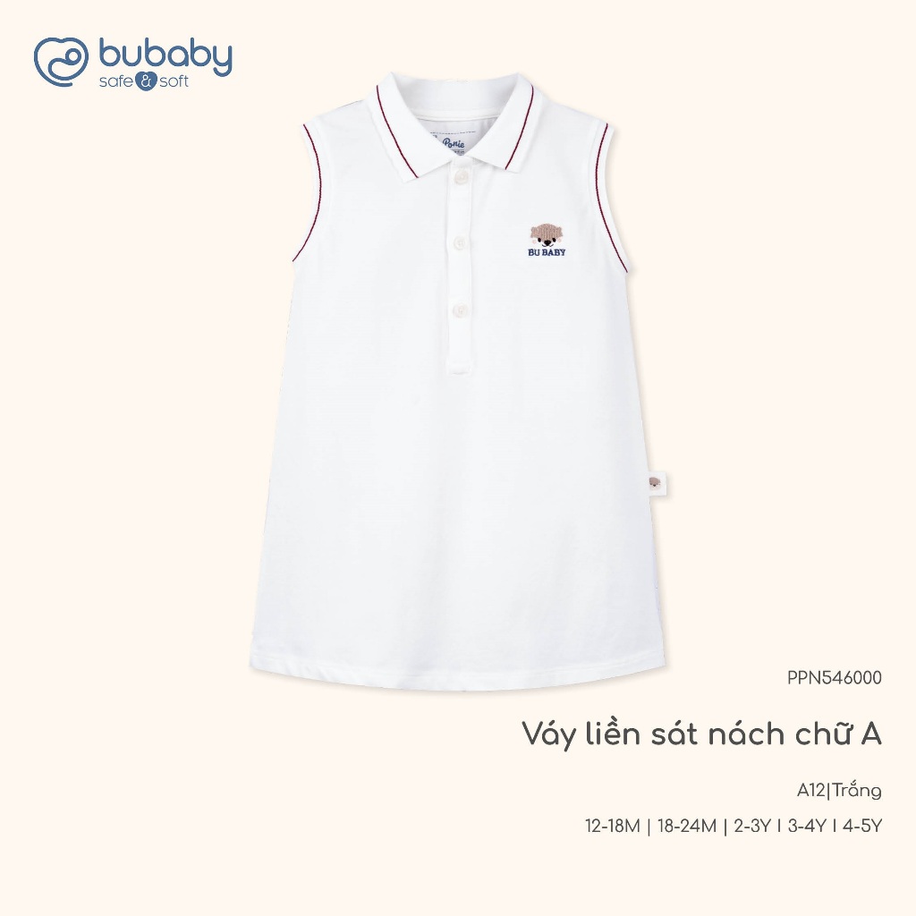 (1Y-5Y) Váy ngắn tay bèo gấu, váy liền sát nách cổ Polo BU Baby Ponie BPN53BG00 BPN540300 | Váy Bubaby chính hãng