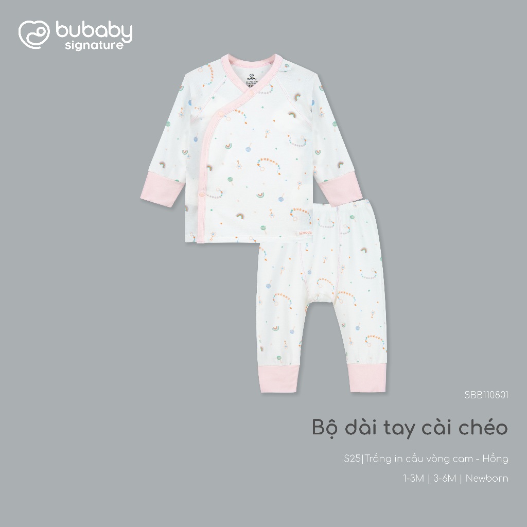 BU Baby (0M-9M) Bộ dài tay, ngắn tay cài chéo bé gái Little Car Bamboo SBB1108BG | Quần áo sơ sinh chính hãng