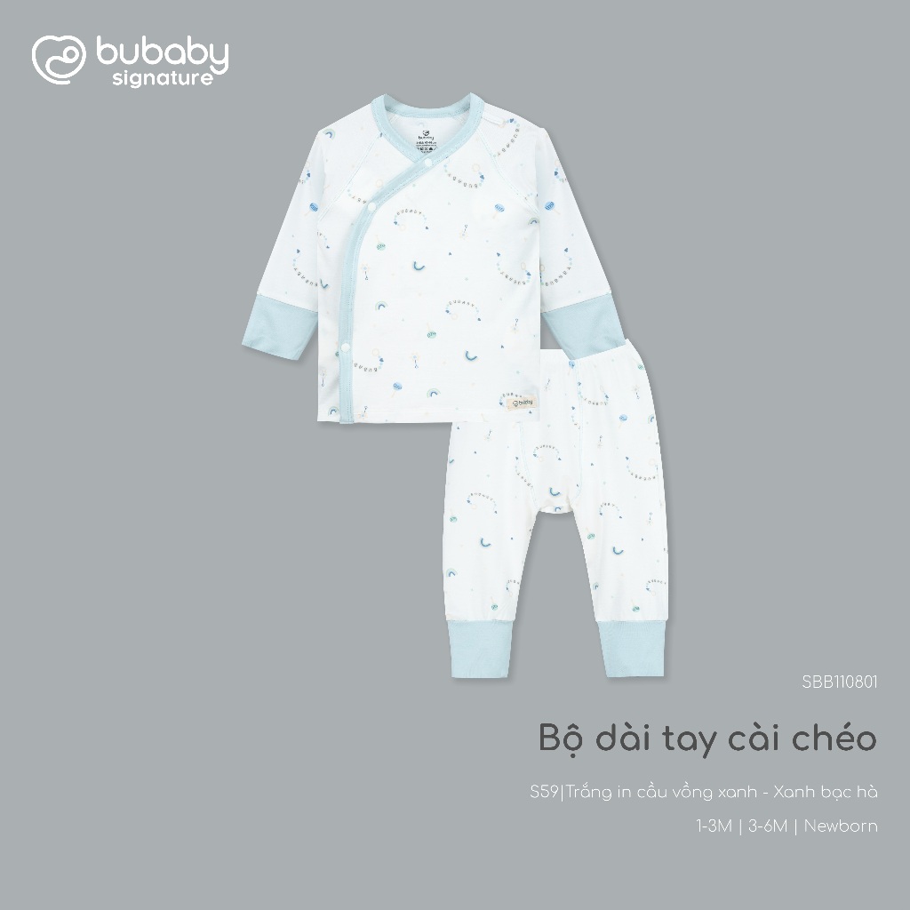 BU Baby (0M-9M) Bộ dài tay, ngắn tay cài chéo bé gái Little Car Bamboo SBB1108BG | Quần áo sơ sinh chính hãng