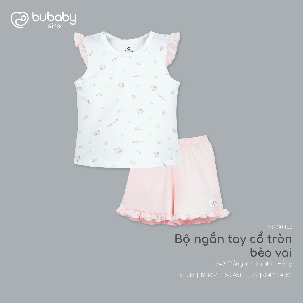 (6M-5Y) Bộ quần áo ngắn tay cổ tròn thoáng mát mềm mịn mặc hè bé trai bé gái Bubaby Viscose IVS1304
