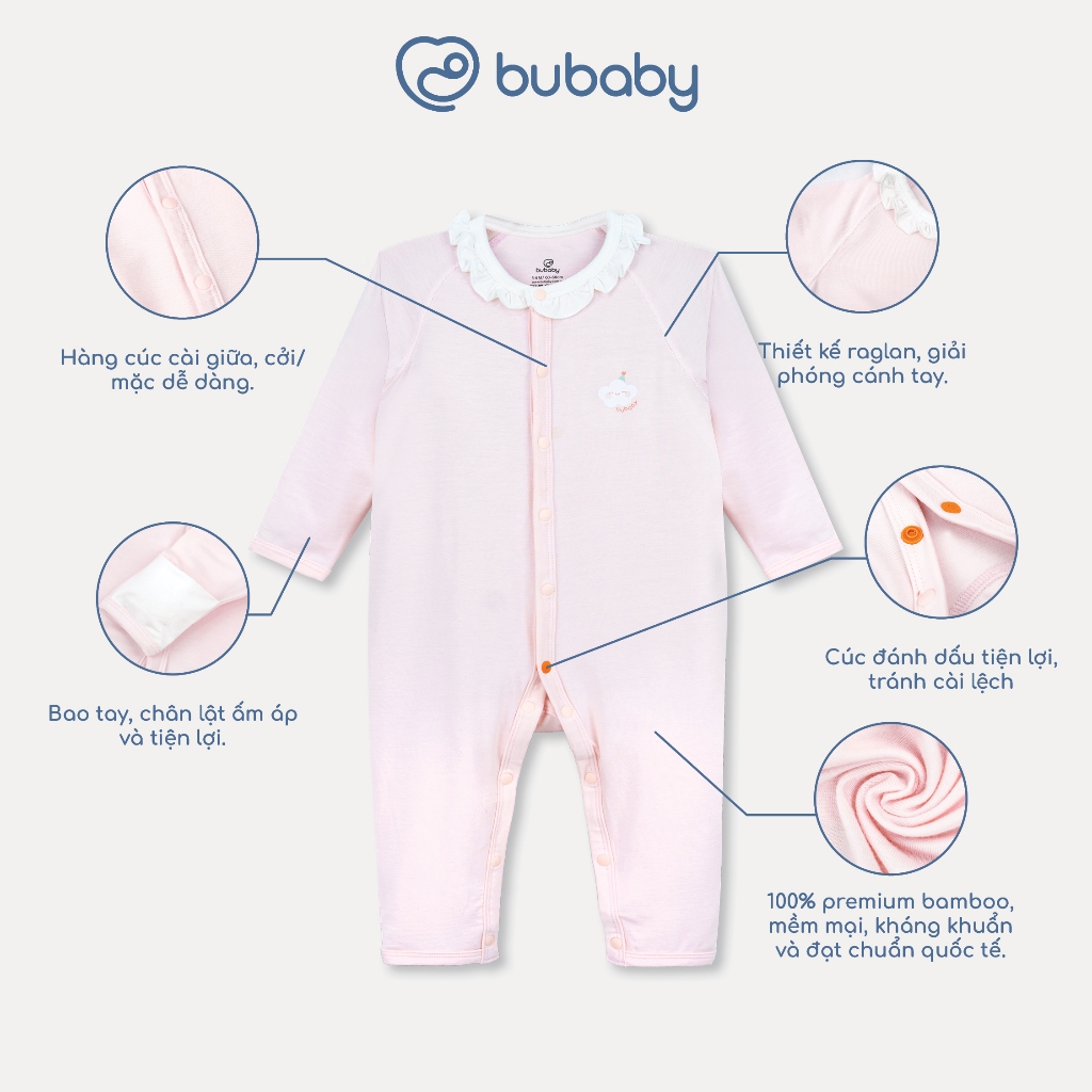 (NB-3M) Body dài tay cài chéo tai thỏ cho bé trai BU Baby Bambus - BBB210821 BBB210209 | Quần áo Bubaby chính hãng