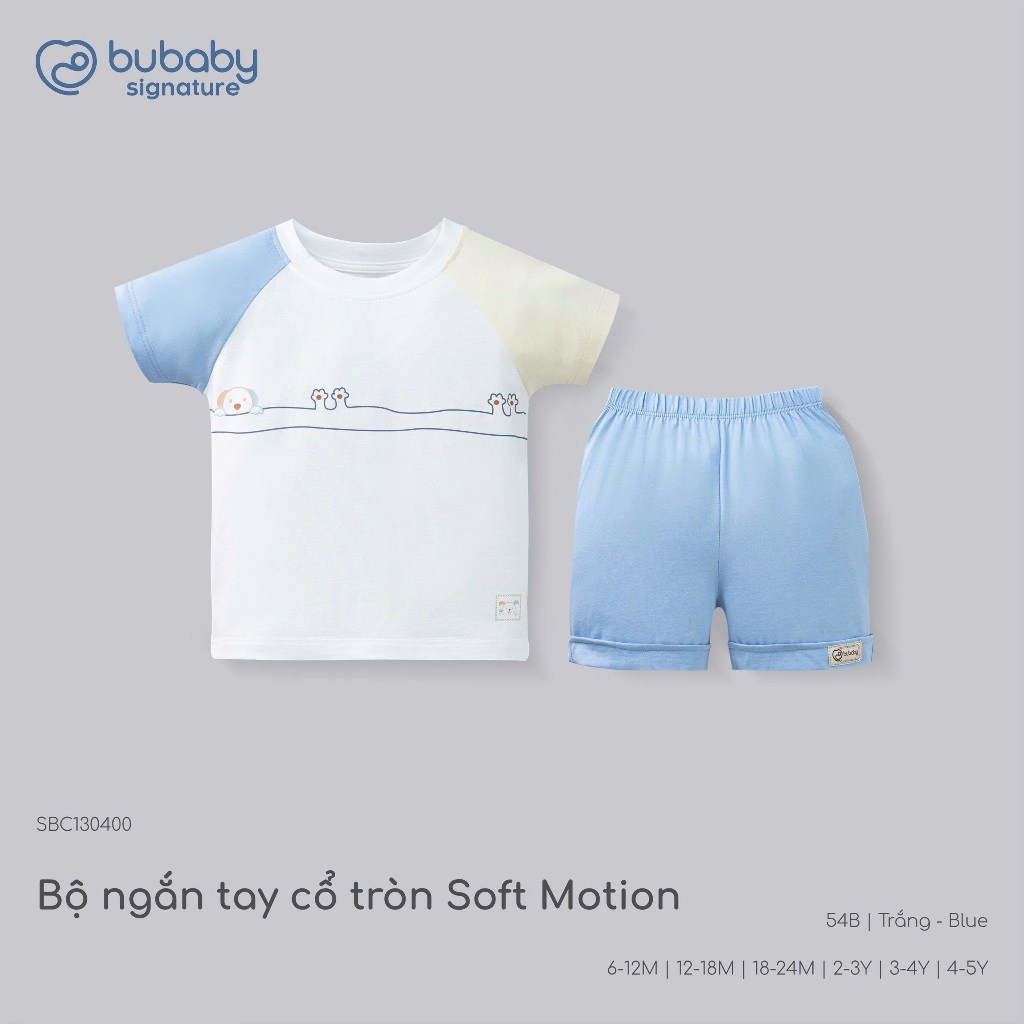 (6M-5Y) Bộ quần áo ngắn tay cổ tròn thoáng mát mềm mịn mặc hè bé trai bé gái Bubaby Viscose IVS1304