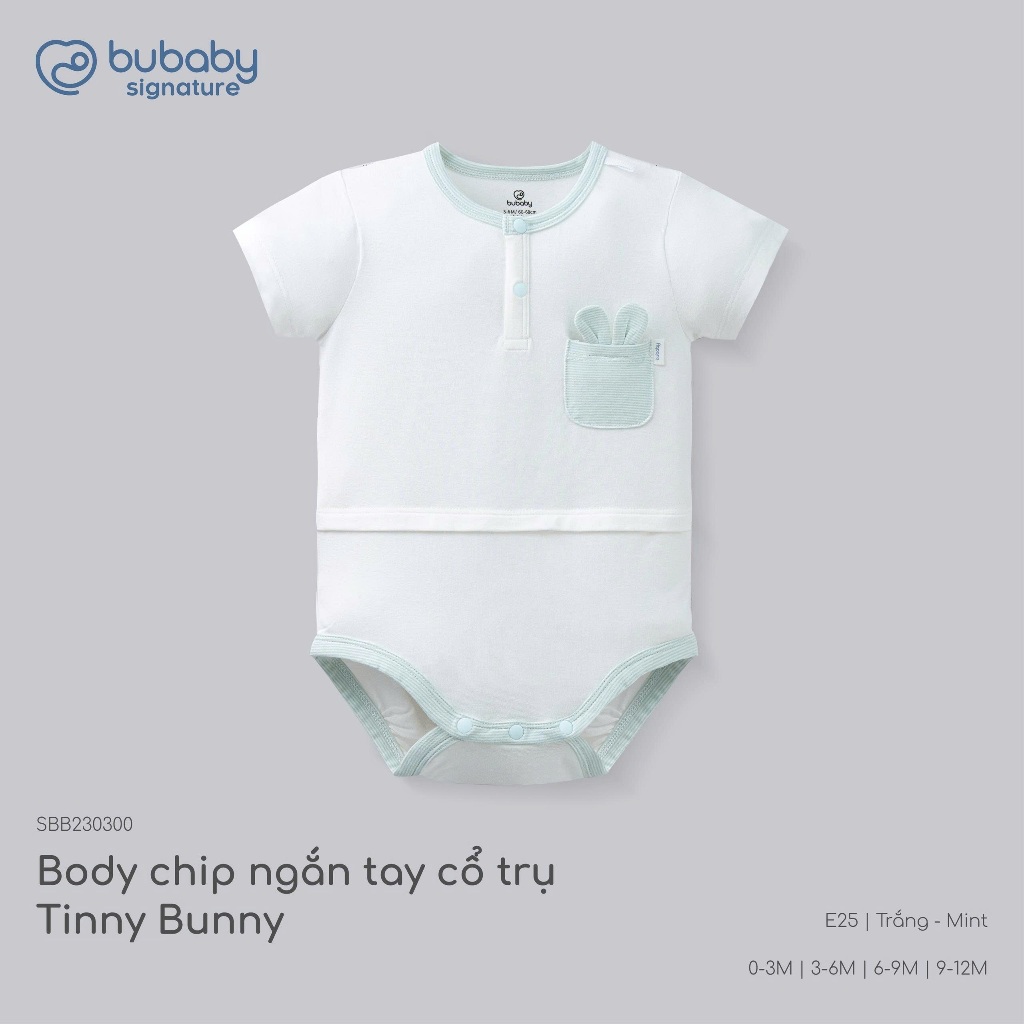 (1M-12M) Body chip ngắn tay raglan cổ trụ Bubaby Bambus - BBB230301 | Quần áo BU Baby chính hãng