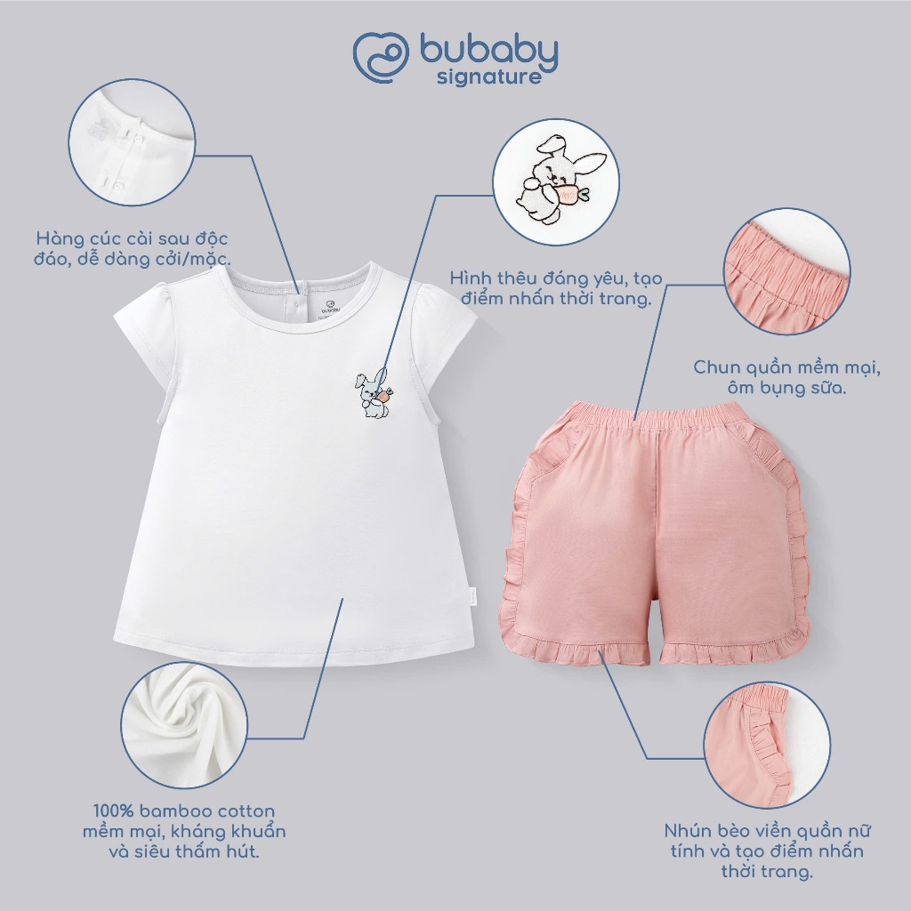 (6M-5Y) Bộ ngắn tay cài sau , áo 2 dây + Quần đùi Bamco cho bé gái - BBC1310BG BBC153101 | Quần áo BU Baby chính hãng