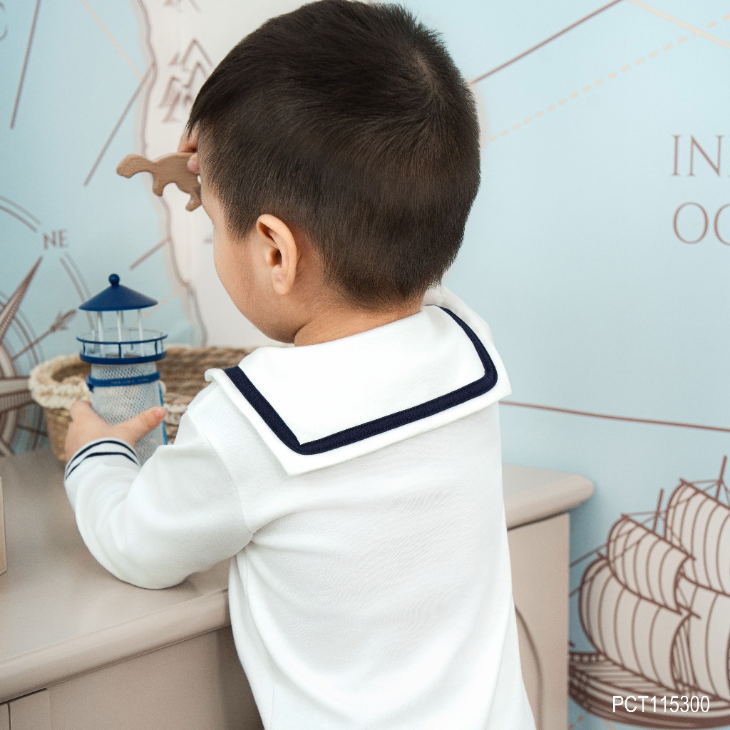 (6M-5Y) Bộ quần áo Bubaby thủy thủ dài tay BuBu cho bé trai bé gái BU Baby Cotton PCT115300