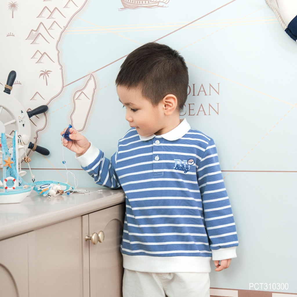 (6M-5Y) Áo Polo dài tay Mini Lines BU Baby Ponie, Cotton áo dài tay thu đông, áo dài tay trẻ em | PCT310300