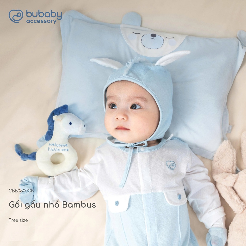 Gối chữ nhật Soft World Gối Gấu nhỏ Bubaby Bambus mềm mát cho bé sơ sinh CBB0500| BU Baby chính hãng
