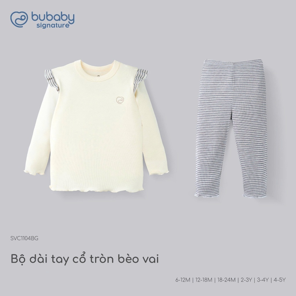 (6M-5Y) Bộ dài tay cổ tròn Thu êm Bubaby Cotton BCT110404 | Quần áo BU Chính hãng