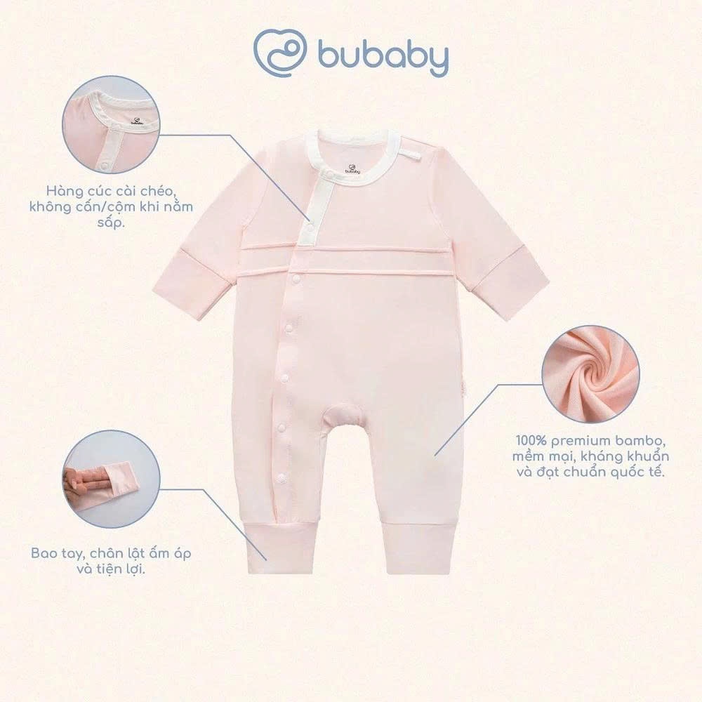 (NB-3M) Body dài tay cài chéo bao tay chân lật Bambus - BBB210803 BBB210805 | Quần áo chính hãng BU Baby