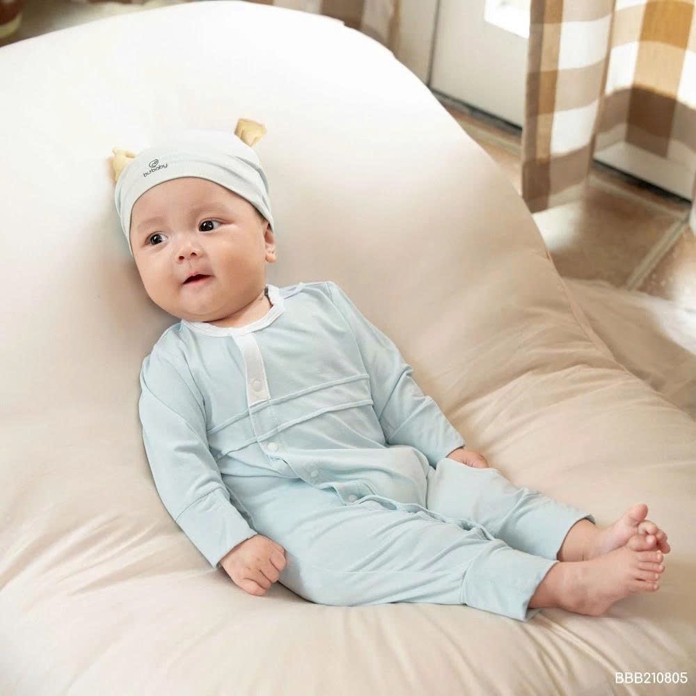 (NB-3M) Body dài tay cài chéo bao tay chân lật Bambus - BBB210803 BBB210805 | Quần áo chính hãng BU Baby