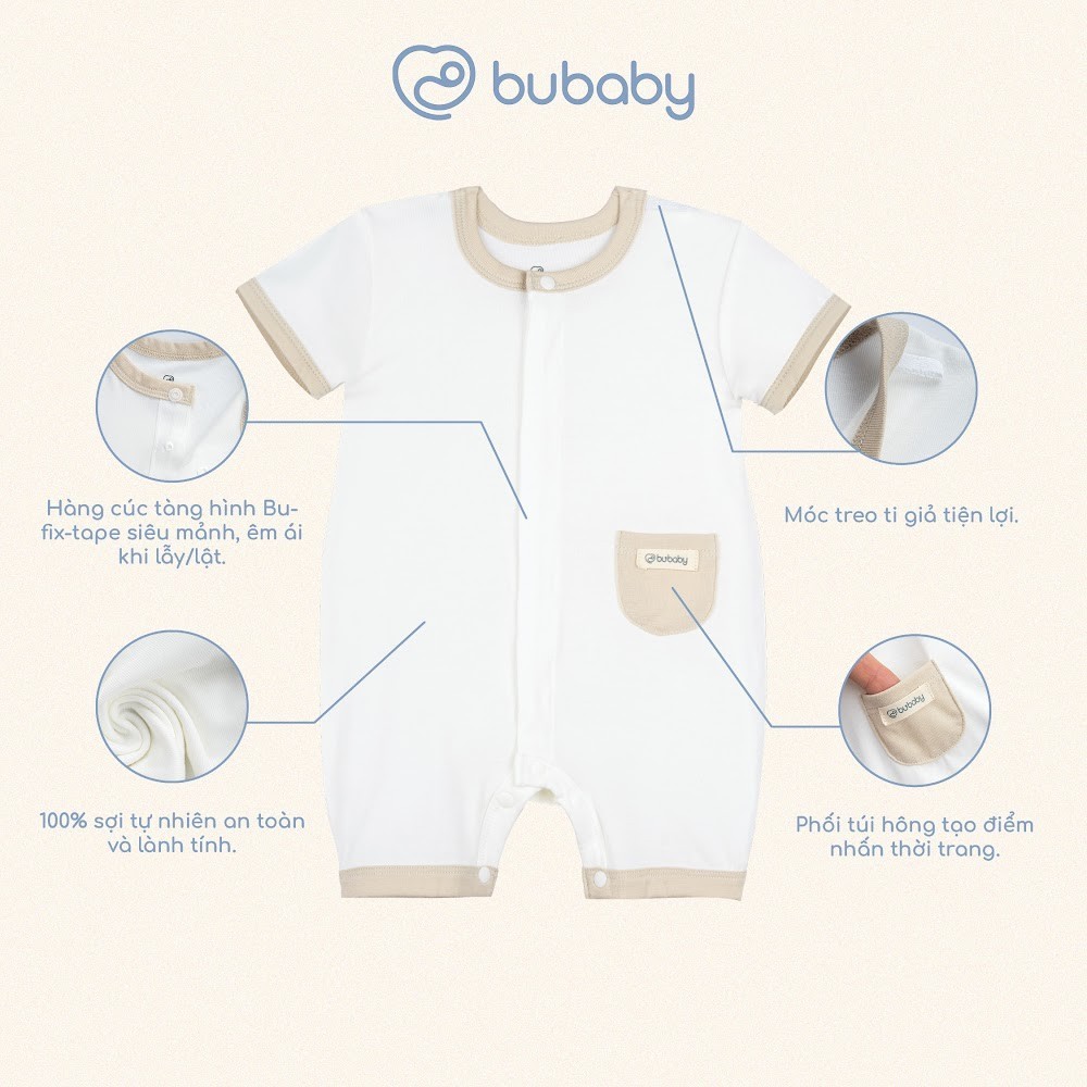 (1M-12M) Body đùi ngắn tay cài giữa Bé trai Bé gái - BSR230203 BSR230200 BSR230204 | Quần áo BU Baby chính hãng