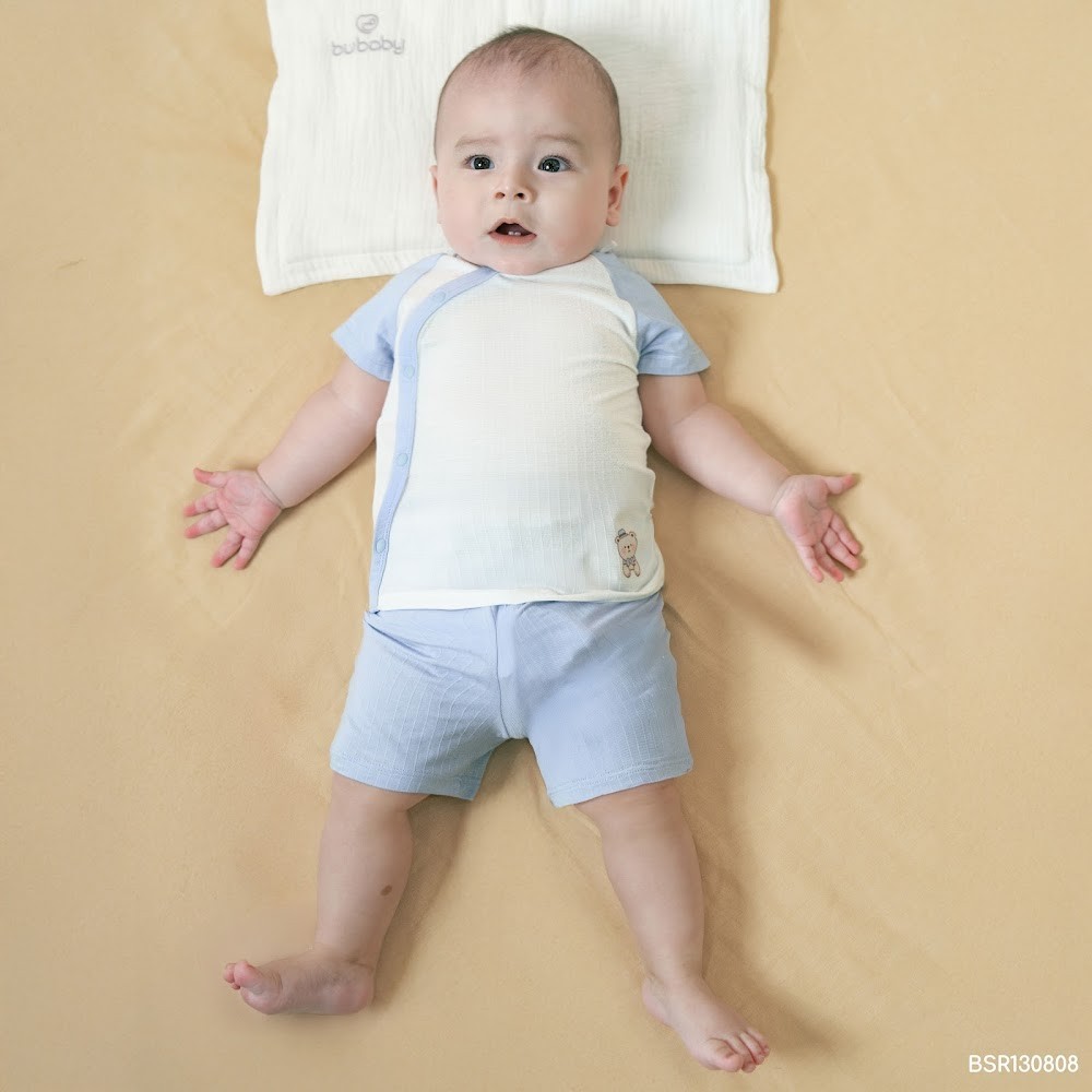 (1M-9M) Bộ ngắn tay cài chéo bé trai bé gái Bubaby Siro BSR130807 BSR130808 | Quần áo BU Baby chính hãng