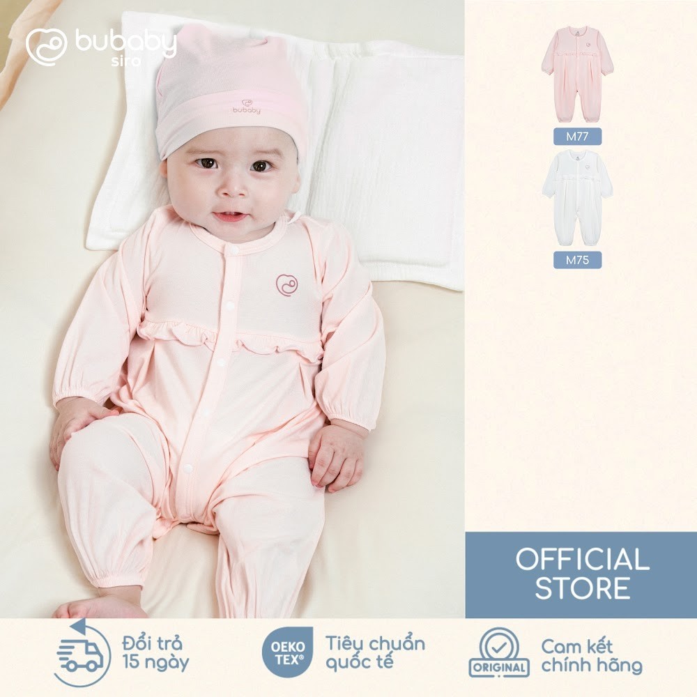 (NB-3M) Body dài tay cài giữa bé trai bé gái Bubaby Siro - BSR210205 | Quần áo BU Baby chính hãng