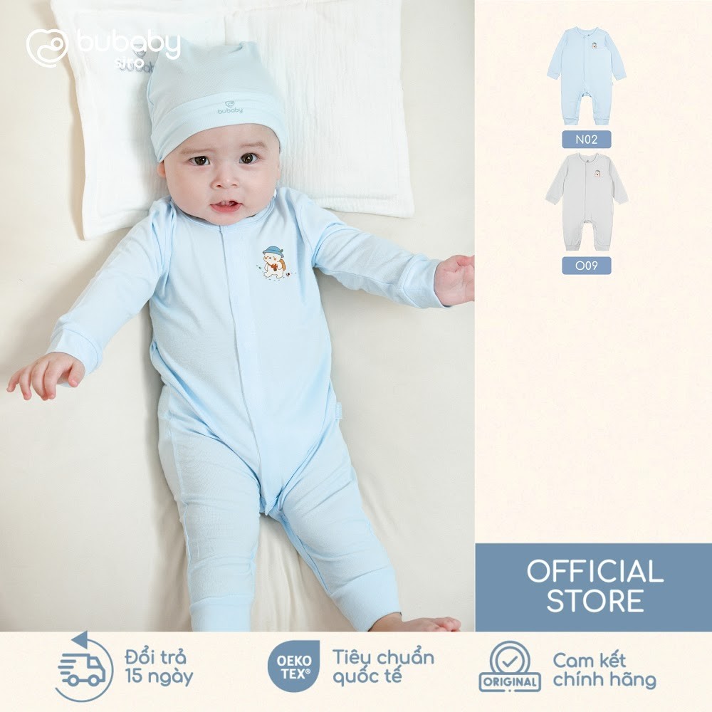 (NB-3M) Body dài tay cài giữa bé trai bé gái Bubaby Siro - BSR210205 | Quần áo BU Baby chính hãng