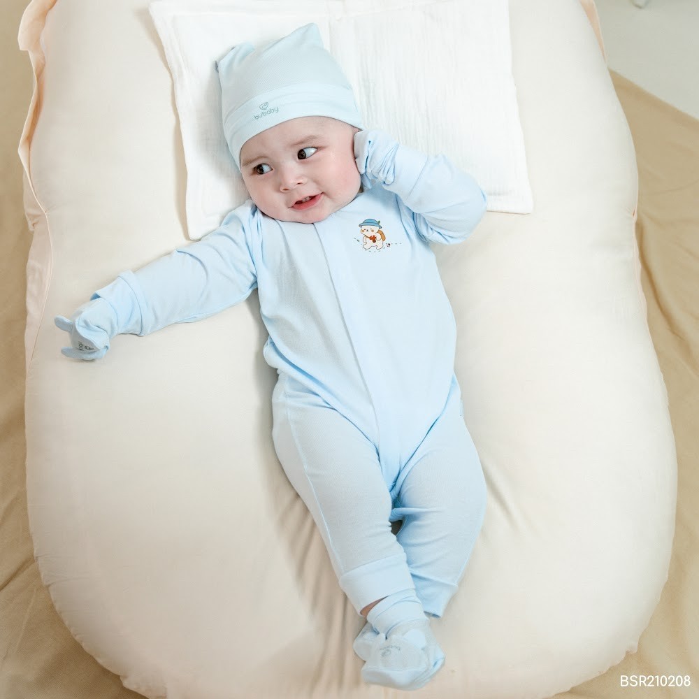 (NB-3M) Body dài tay cài giữa bé trai bé gái Bubaby Siro - BSR210205 | Quần áo BU Baby chính hãng