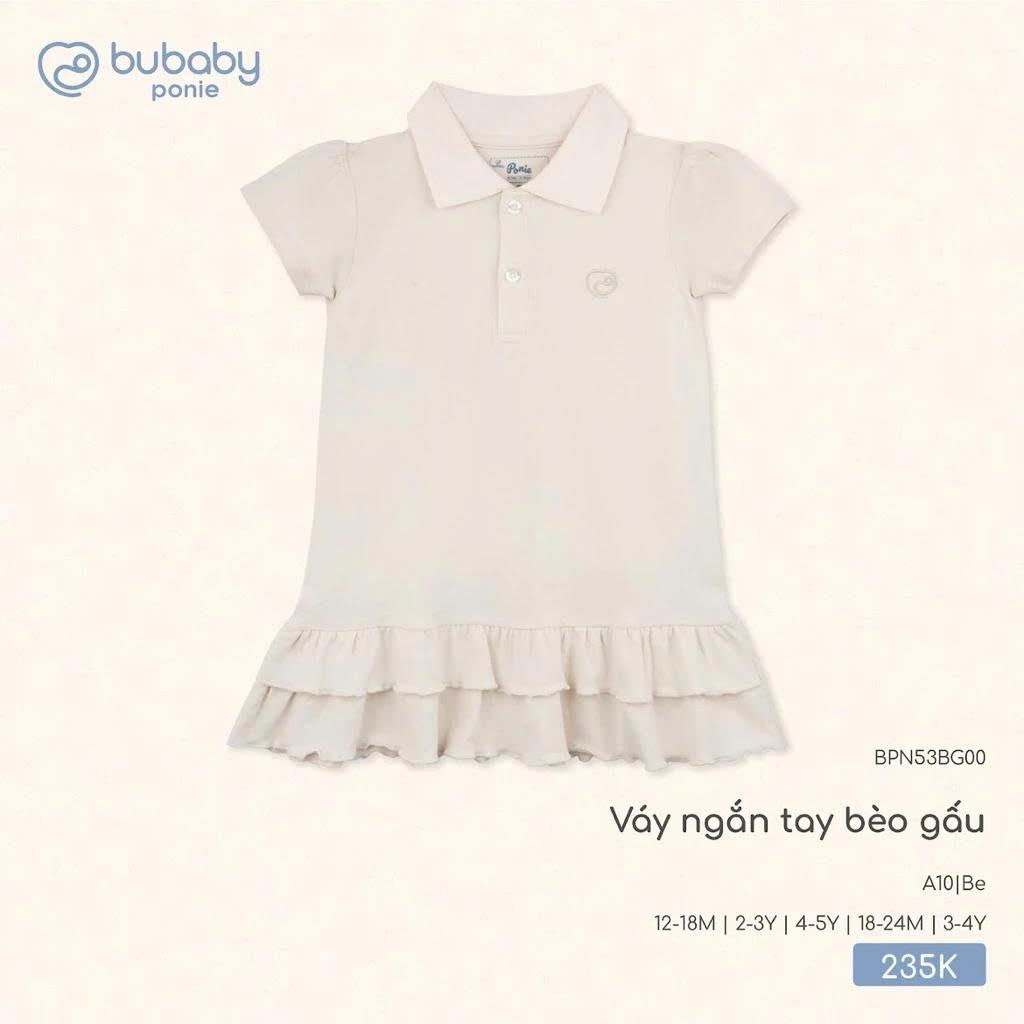 (1Y-5Y) Váy ngắn tay bèo gấu, váy liền sát nách cổ Polo BU Baby Ponie BPN53BG00 BPN540300 | Váy Bubaby chính hãng