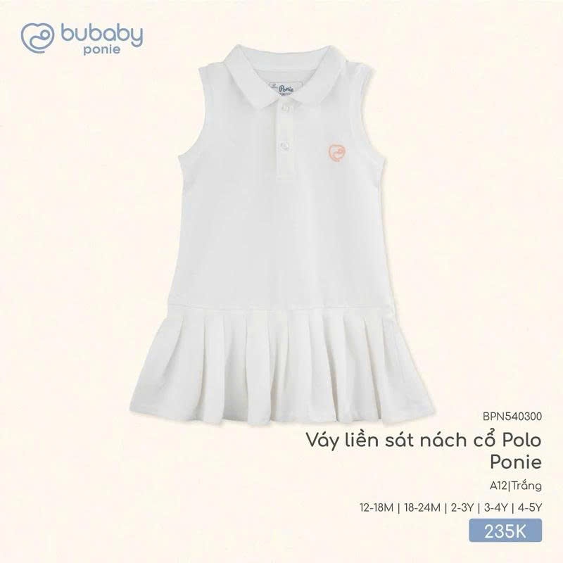 (1Y-5Y) Váy ngắn tay bèo gấu, váy liền sát nách cổ Polo BU Baby Ponie BPN53BG00 BPN540300 | Váy Bubaby chính hãng