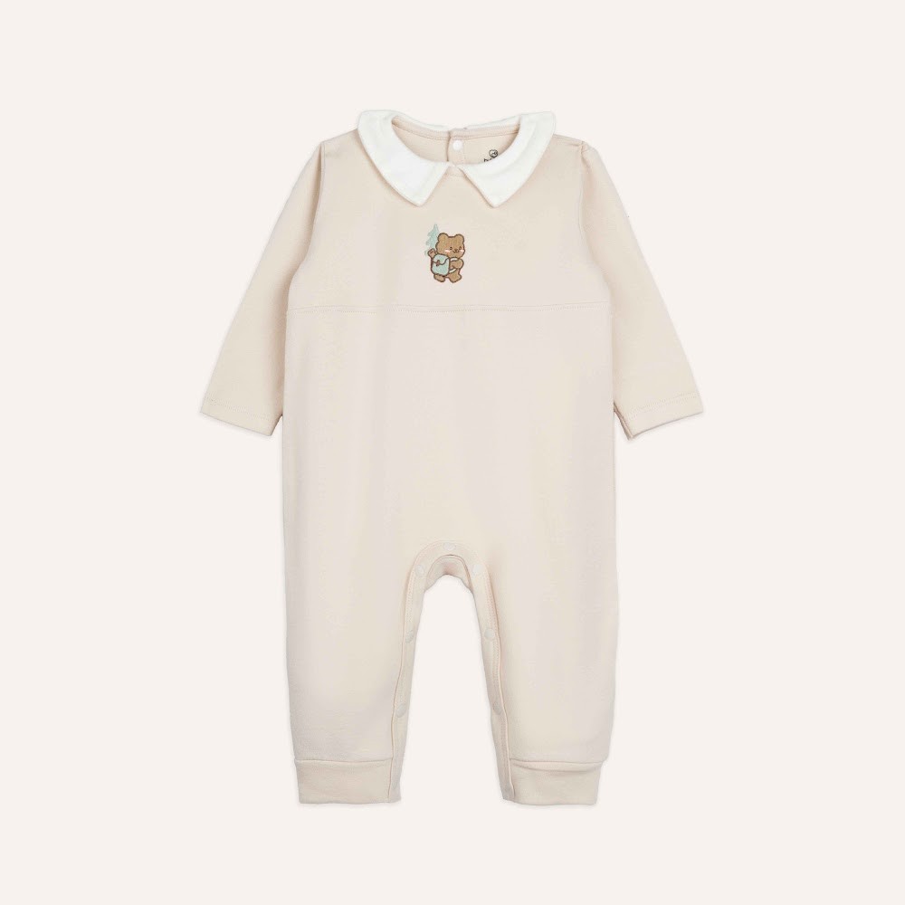 (NB-12M) Body đồ liền thân dài tay cổ Peterpan Gloute mùa Thu êm cho bé BU Cotton BCT210302| BU Baby chính hãng