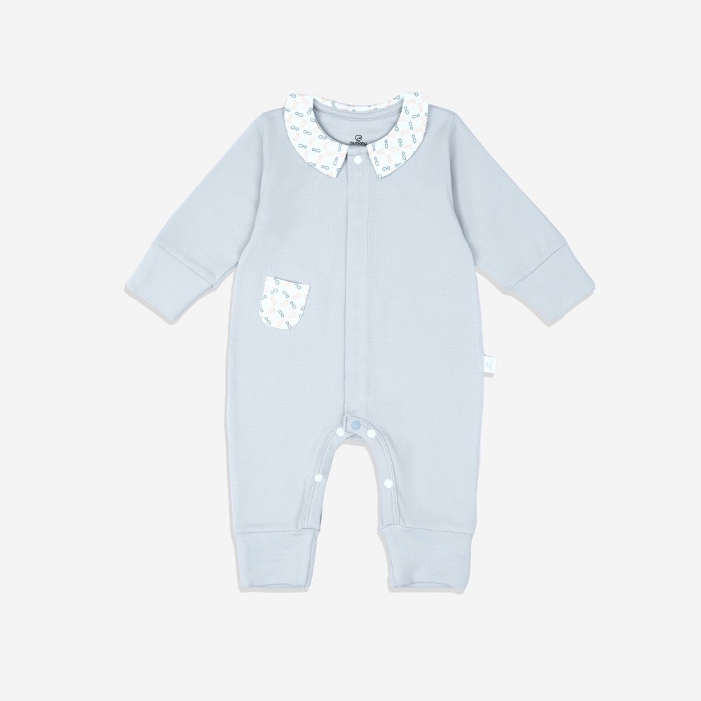 (NB-12M) Body đồ liền thân dài tay cổ Peterpan Gloute mùa Thu êm cho bé BU Cotton BCT210302| BU Baby chính hãng