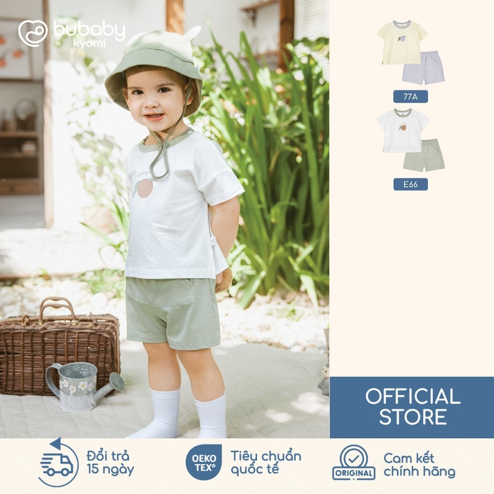 (6M-5Y) Bộ ngắn tay cài vai Bubaby Bamco Cho Bé trai Bé gái - BBC130112 BBC130109 | Quần áo BU Baby chính hãng