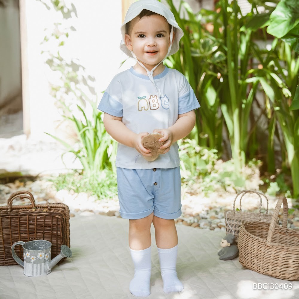 (6M-5Y) Bộ ngắn tay cổ tròn Bubaby Bamco - BBC130409 BBC130407 | Quần áo BU Baby chính hãng