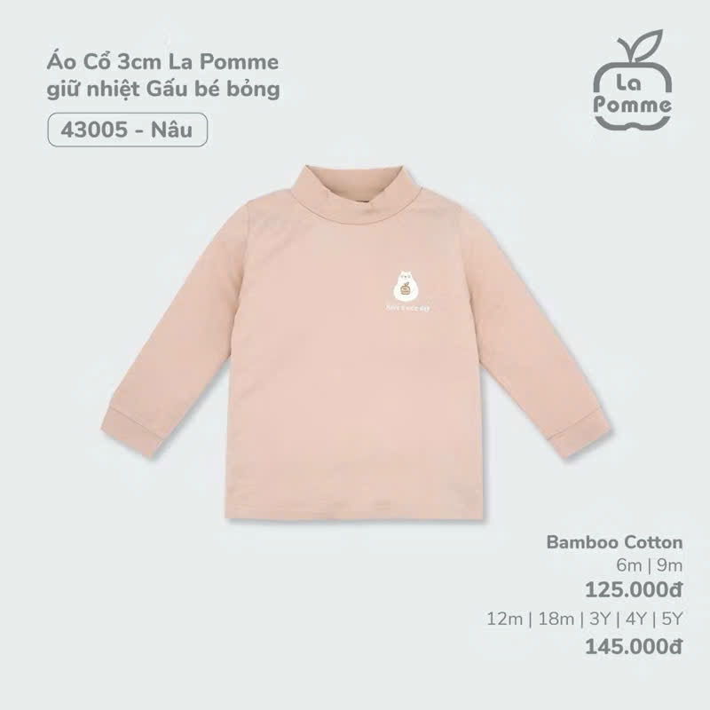 (6-5Y) Bubaby Lapome Áo dài tay cao cổ - Áo giữ nhiệt Bubaby