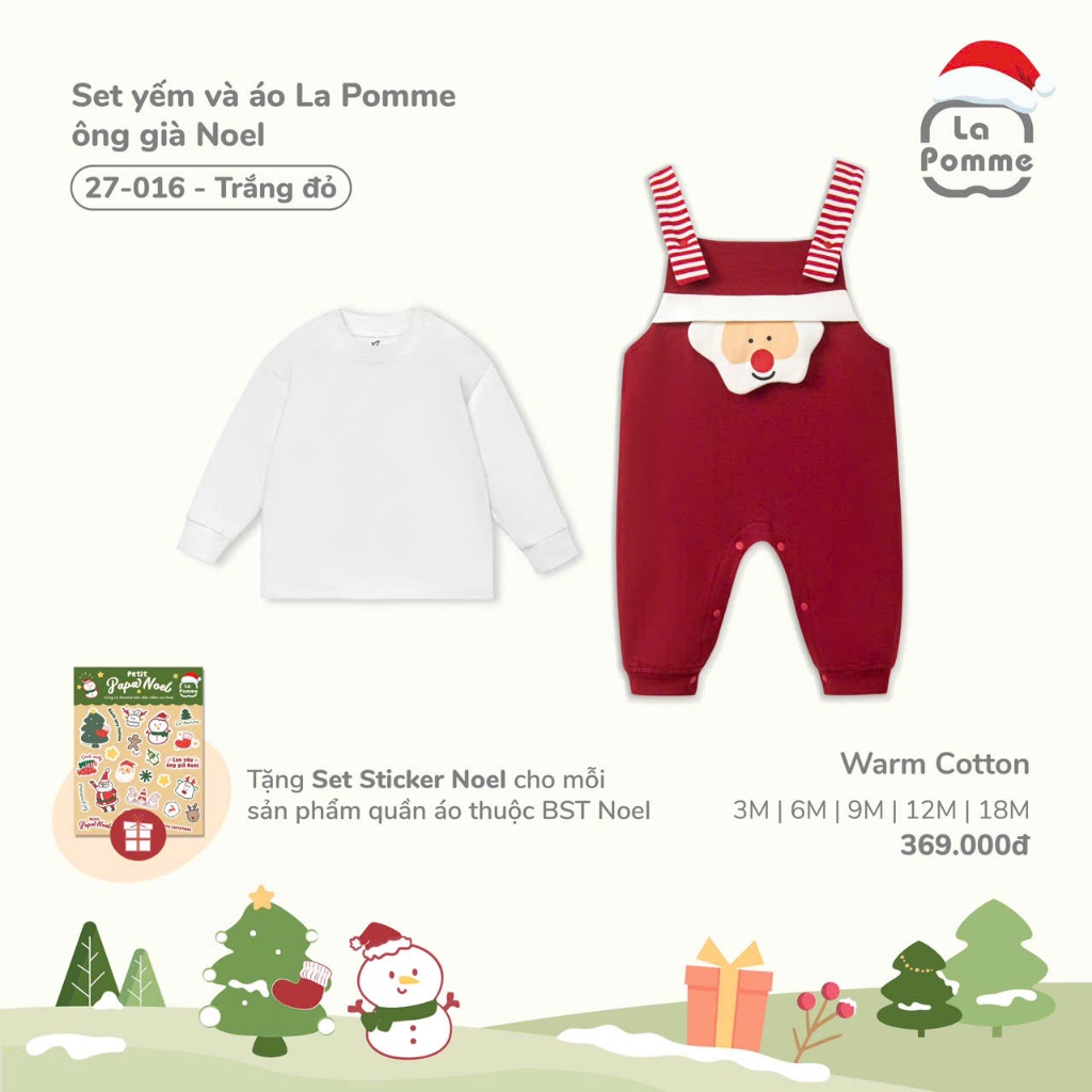 Lapom Set yếm và áo La Pomme ông già noel La Pomme