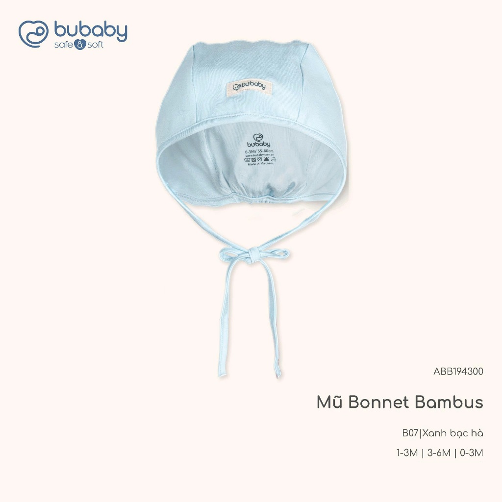 (0-6M) Mũ Buộc dây Iconic 2 cho bé sơ sinh - Mũ sơ sinh Bu baby - Mũ Bu Baby Bambus ABB1943IN