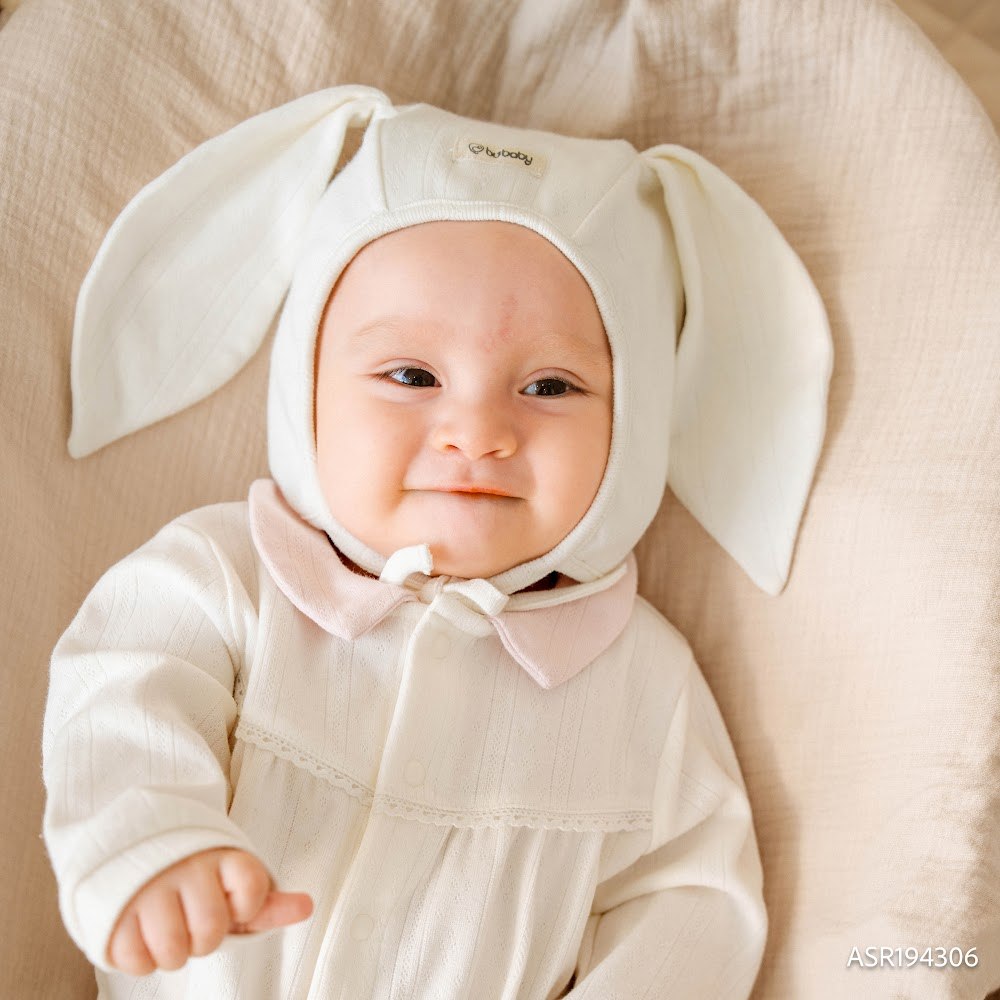 (1M-12M) Mũ Bonnet tai thỏ Siro Jacquard BU Baby ASR194306 | Phụ kiện sơ sinh chính hãng