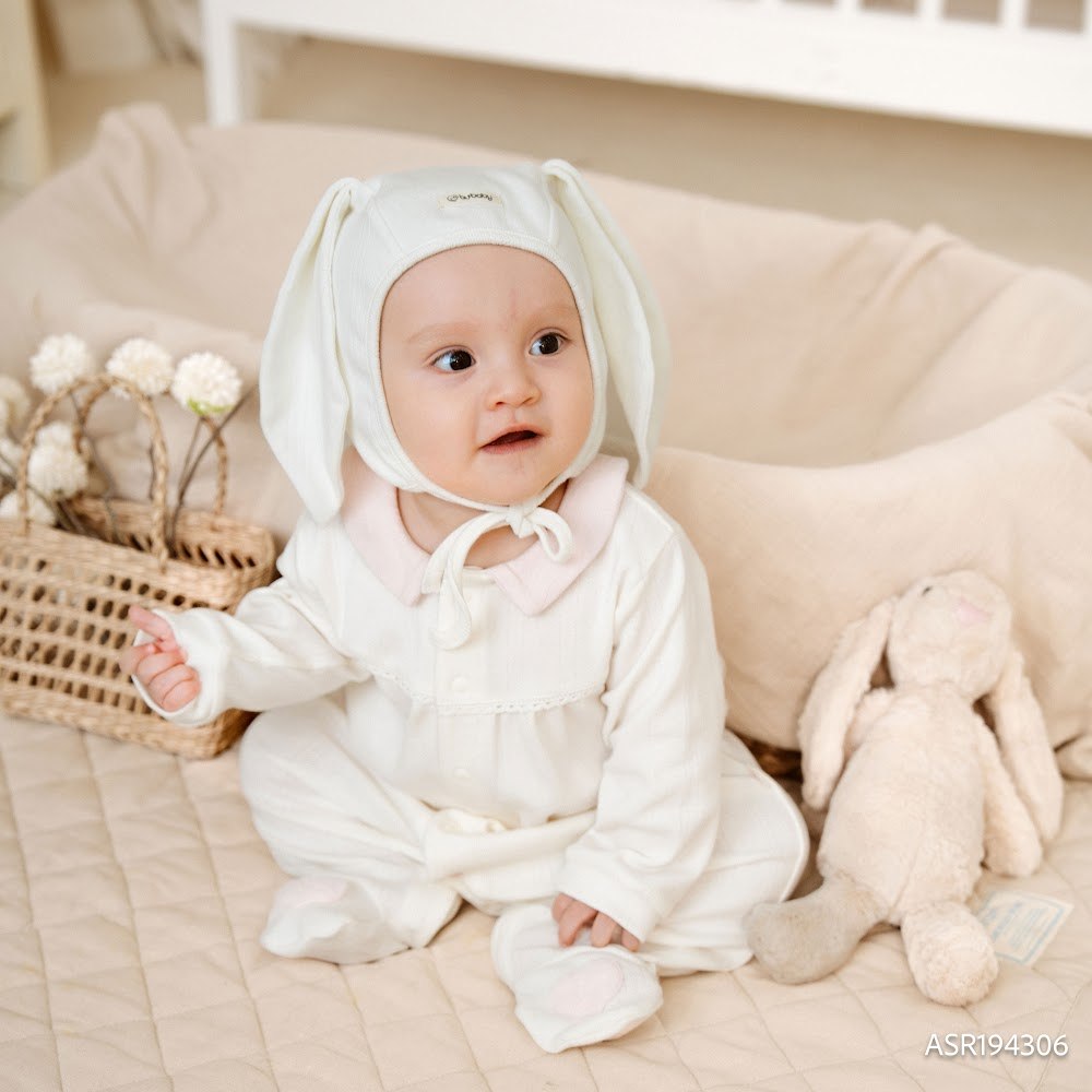 (1M-12M) Mũ Bonnet tai thỏ Siro Jacquard BU Baby ASR194306 | Phụ kiện sơ sinh chính hãng