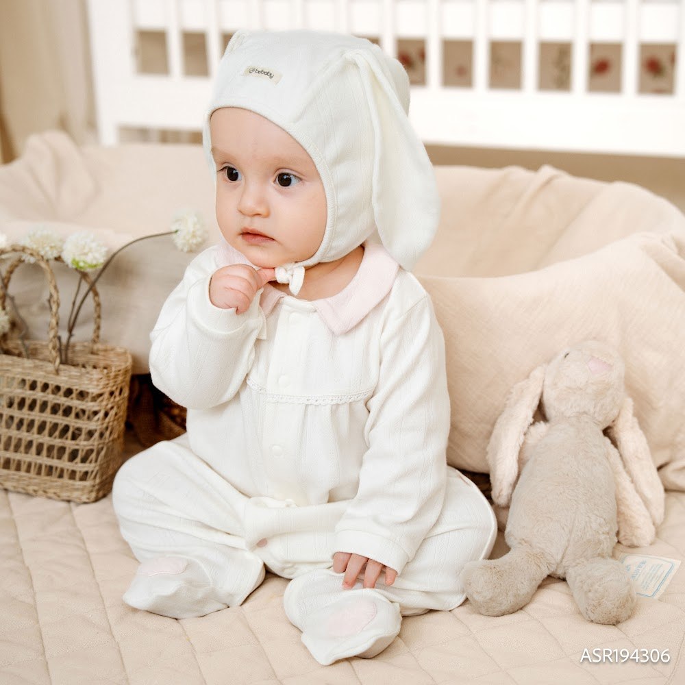 (1M-12M) Mũ Bonnet tai thỏ Siro Jacquard BU Baby ASR194306 | Phụ kiện sơ sinh chính hãng
