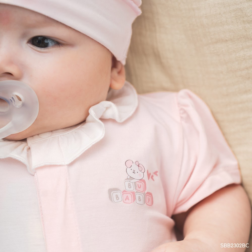 BU Baby (0M-12M) Body đùi ngắn tay cài giữa bèo cổ Bamboo SBB2302BC | Body sơ sinh chính hãng