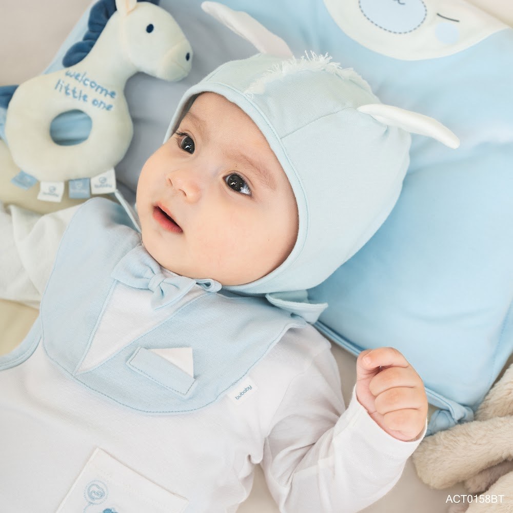 BU Baby Set phụ kiện Yếm Giả vest, Mũ Bonnet Little Pony, Bao tay bao chân bé trai BU Baby AVC01 | Phụ kiện chính hãng