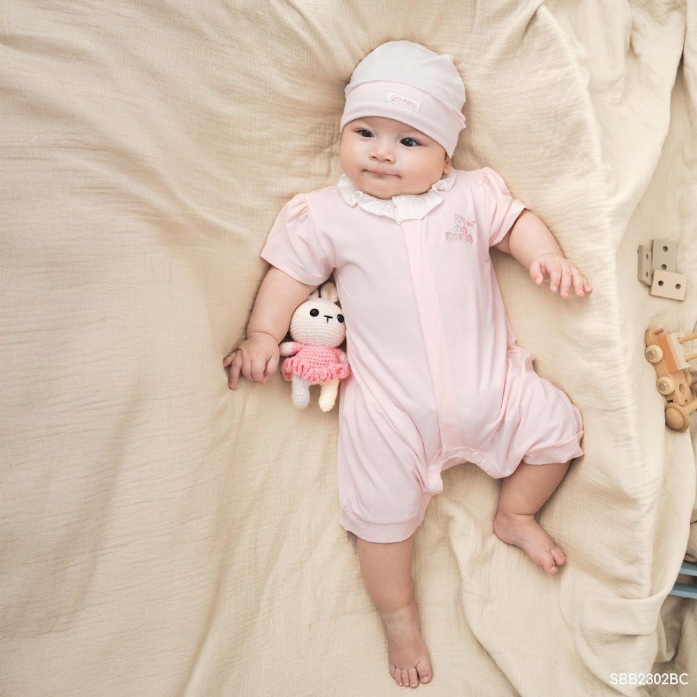 BU Baby (0M-12M) Body đùi ngắn tay cài giữa bèo cổ Bamboo SBB2302BC | Body sơ sinh chính hãng