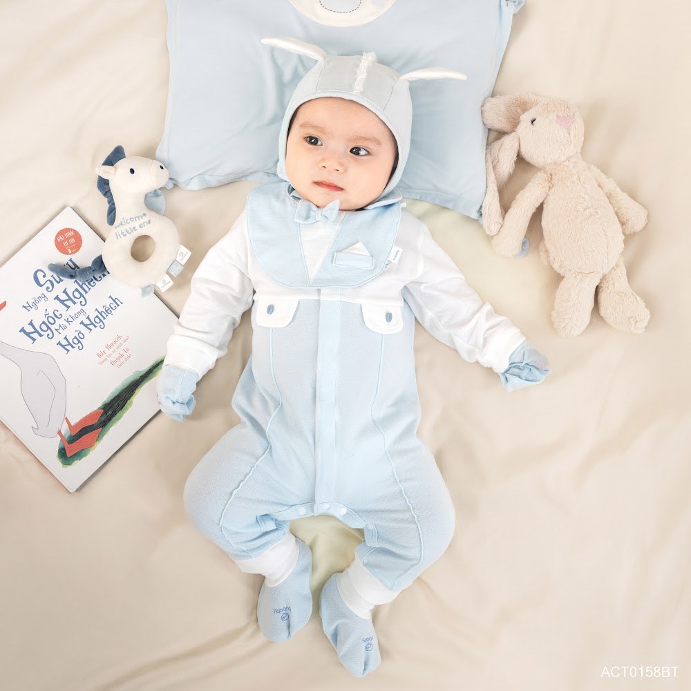 BU Baby Set phụ kiện Yếm Giả vest, Mũ Bonnet Little Pony, Bao tay bao chân bé trai BU Baby AVC01 | Phụ kiện chính hãng