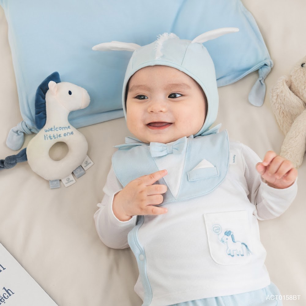BU Baby Set phụ kiện Yếm Giả vest, Mũ Bonnet Little Pony, Bao tay bao chân bé trai BU Baby AVC01 | Phụ kiện chính hãng