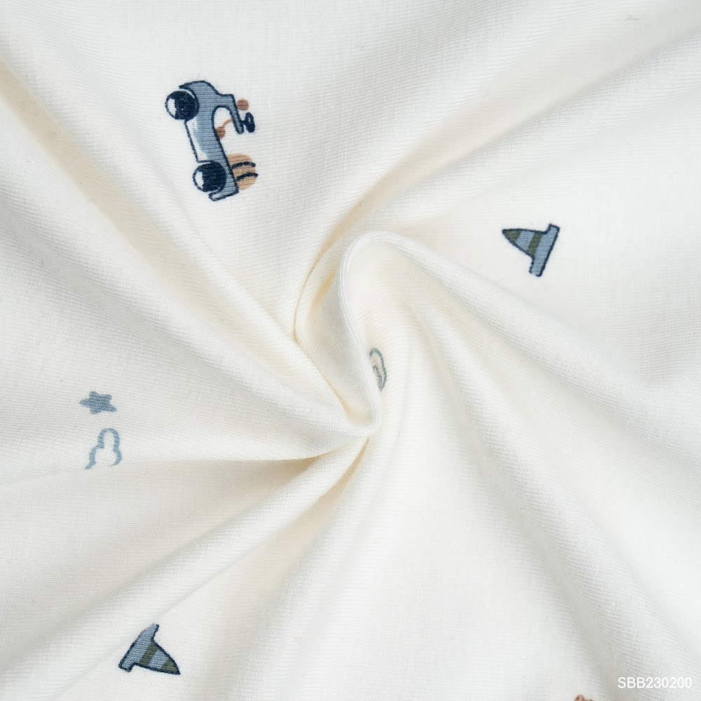 BU Baby (0M-12M) Body đùi ngắn tay cài giữa Little Car Bamboo SBB230200 | Body Sơ sinh chính hãng