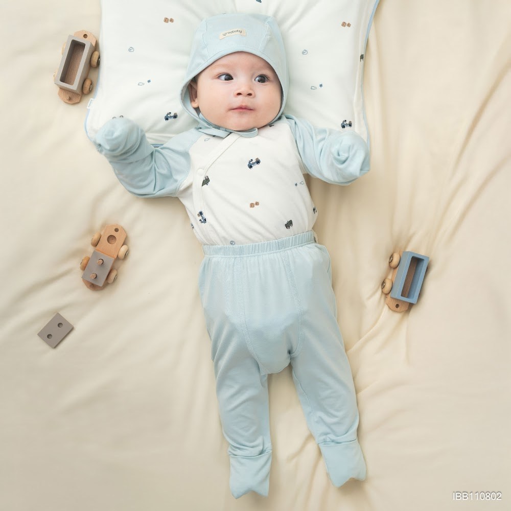 BU Baby (0M-9M) Bộ dài tay cài chéo Little Car BU Bamboo IBB110802 | Body sơ sinh chính hãng