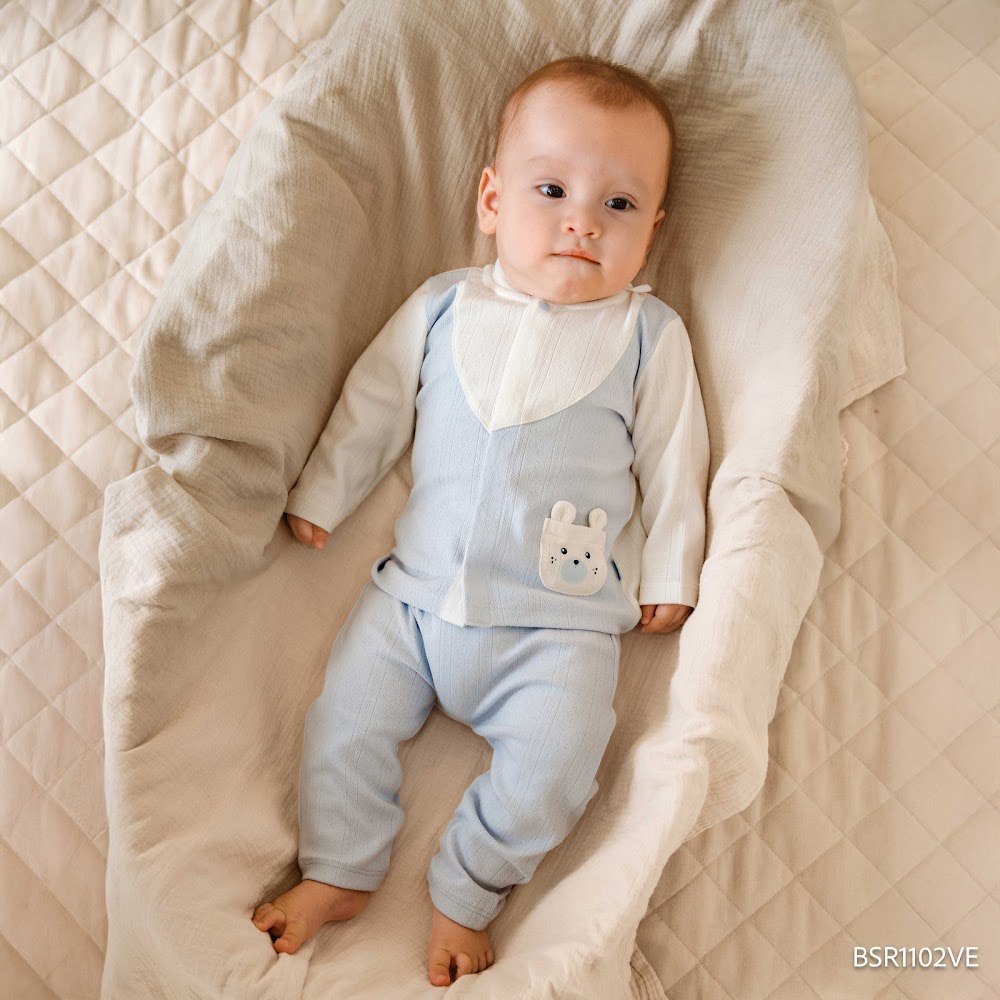 BU Baby (1M-12M) Bộ dài tay cài giữa Giả vest BU Siro BSR1102VE | Quần áo chính hãng